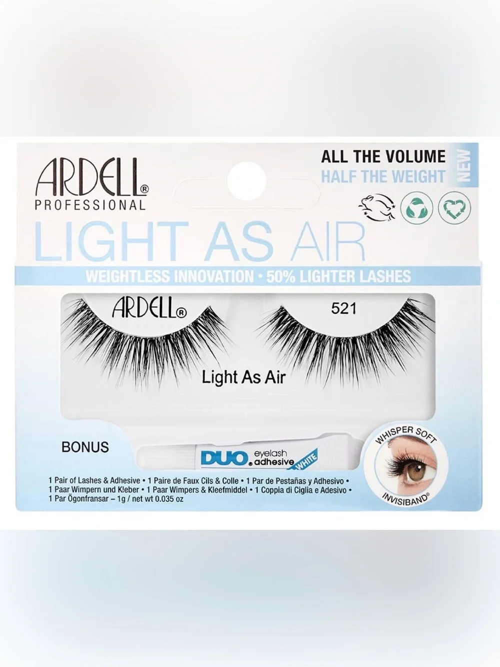 Ardell Light As Air 521 False Lashes + DUO Clear Adhesive | NIB